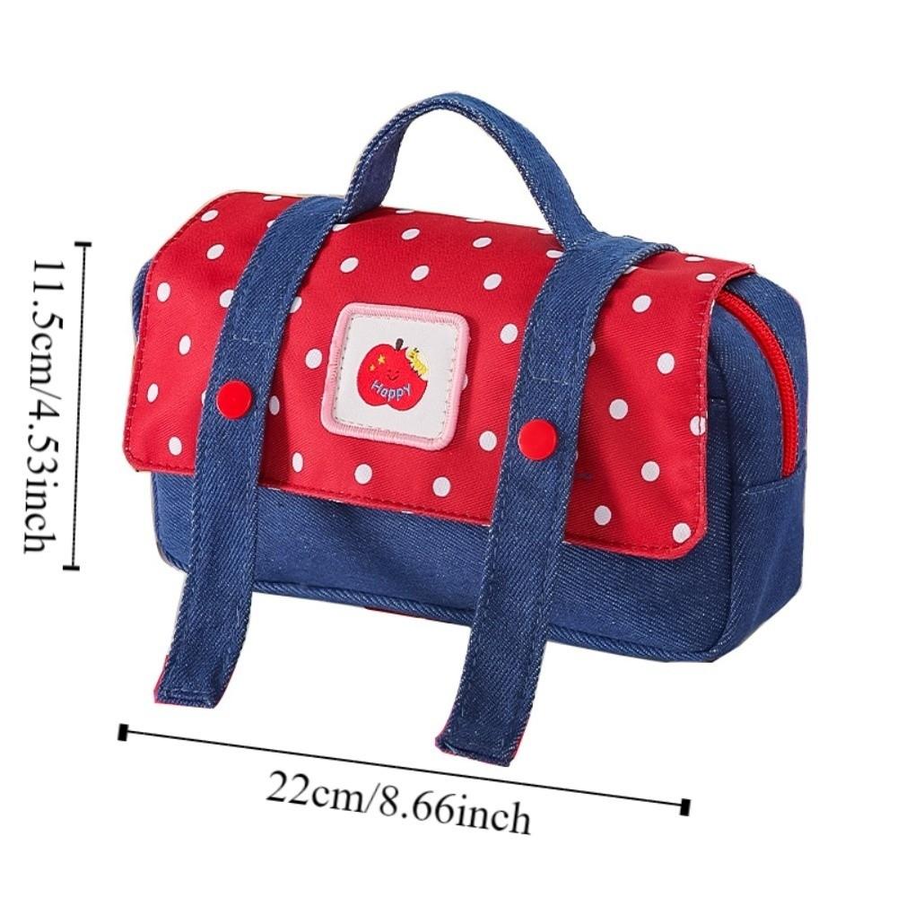 Plaid and Dots Fruit Cowboy Pencil Case Denim Dopamine Pencil Pouch Grid Stationery Bag  Girls