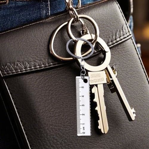 Small Ruler Keychain, Pocket Pendant Backpack Charm Measuring Tool, Practical Multifunctional Key Ring Decoration for School, Home, Office