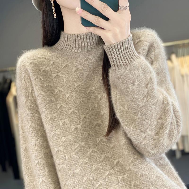 Women Sweater 100% Wool MODERN NEW SAGA Turtleneck Knit Pullover Thick Winter Jumpers Female Knit Tops