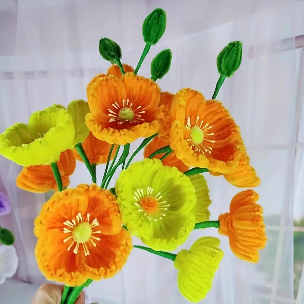 Tulip,Daisy Bouquet Handmade DIY Material Package, DIY Craft Supplies Chenille Stem Thanksgiving Day DIY Flower Material details