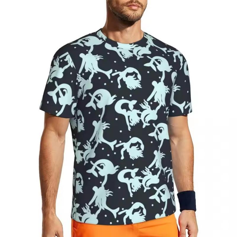 Sportovní tričko pro muže, trička s mořskou pannou a váhami, trendy tyrkysově modré plážové tričko s potiskem zvířat, vintage grafické topy s výstřihem do O