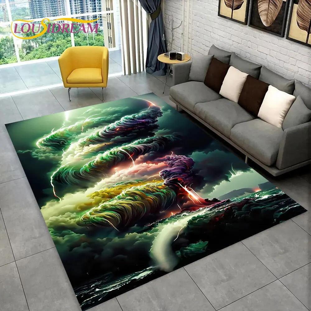 3D Natural ,Tornado, Cloud Twister Area Rug Large,Carpet Rug for Living Room Bedroom Sofa Doormat Decoration, Non-slip Floor Mat