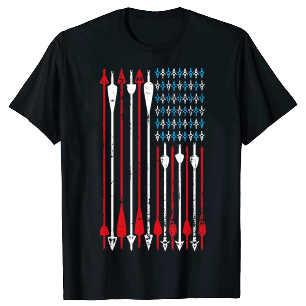 

Vintage American Flag Archery Bow Hunting Graphic T-shirts Men Women s Fashion Casual Tshirt 100% Cotton Loose Oversized T Sh... 5XL різнокольоровий