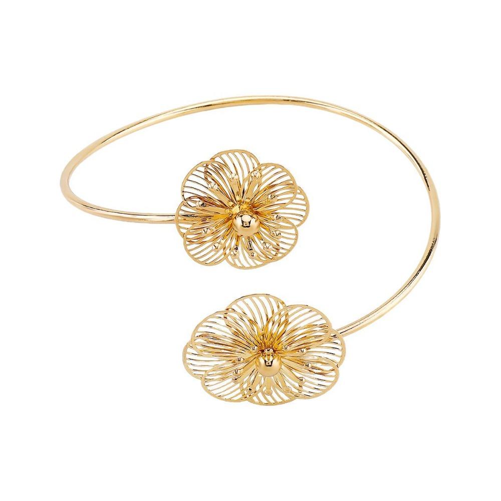 Zinc Zinc Alloy Opening Cuff Bracelets Hollow Flower Circle Upper Arm Bracelet  Arm Accessories
