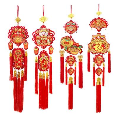 Red New Year Gold Hanging Ornament Chinese Knot Felt Fruit Lucky Bag Pendant Fu Character Luck Spring Festival Decoration