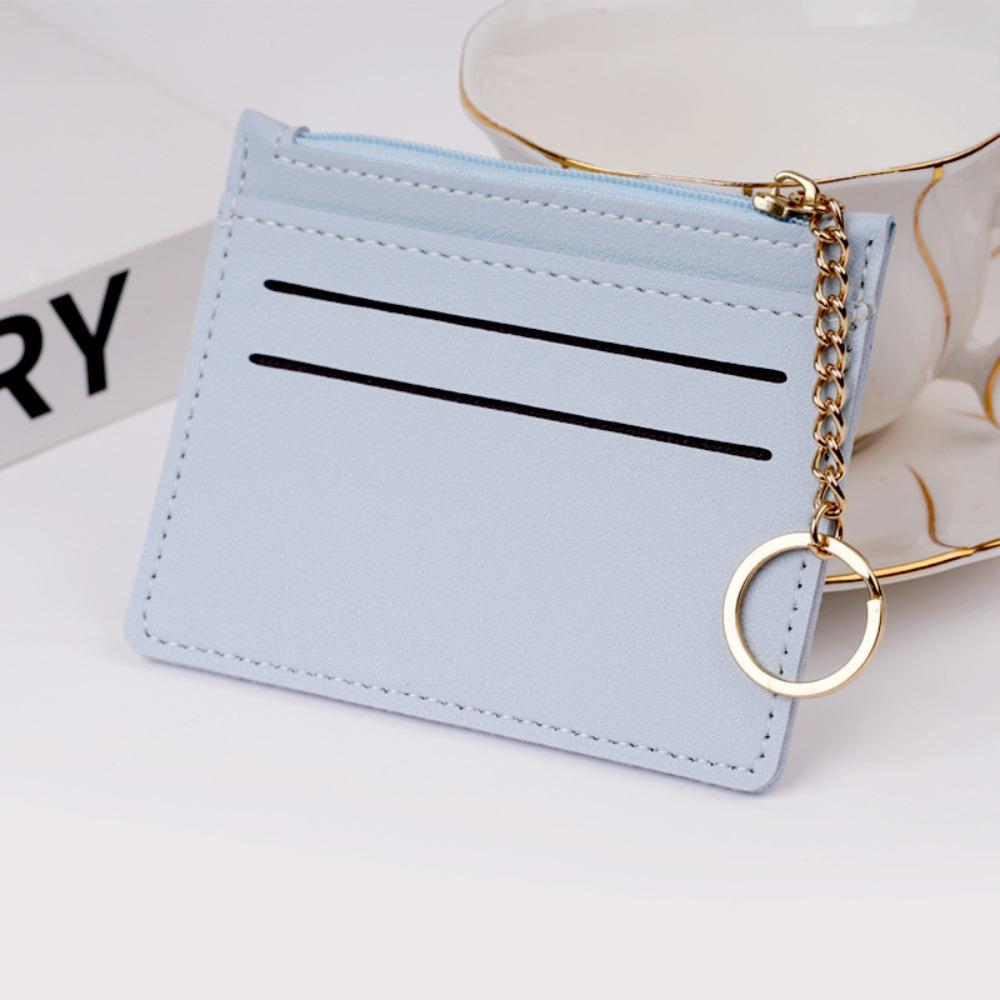 Thin Leather Coin Purse Solid Color Leather Short Wallets Vintage ID Credit Card Holder Daily