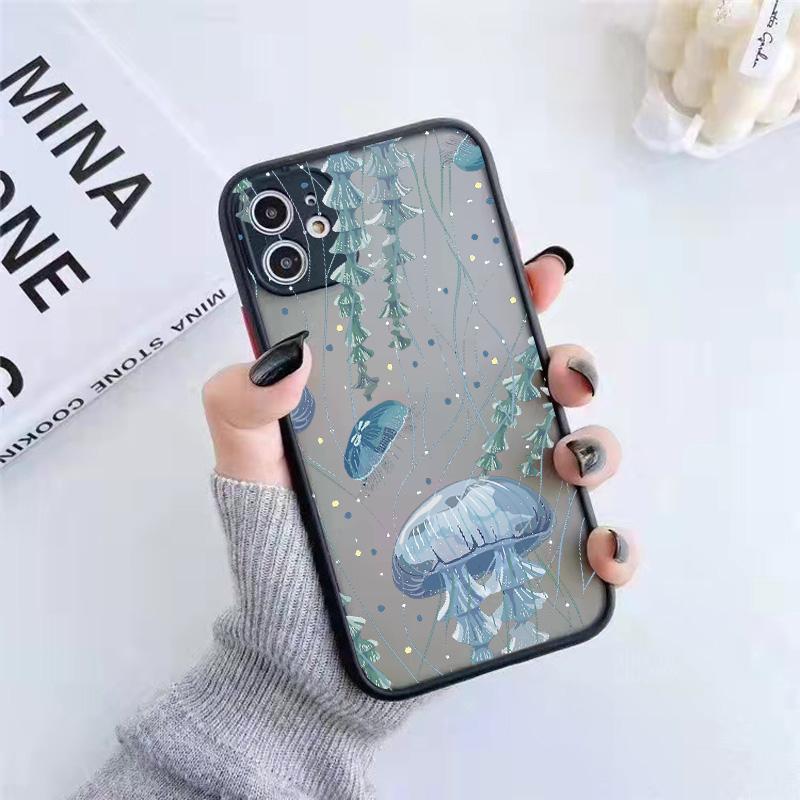 

Милый Мультяшный Медузы Чехол для Телефона для iPhone 7 8 Plus SE2 X XR XS 12 13 mini 14 11 15 16 Pro Max Матовый Ударопрочный Задний Чехол iphone XR