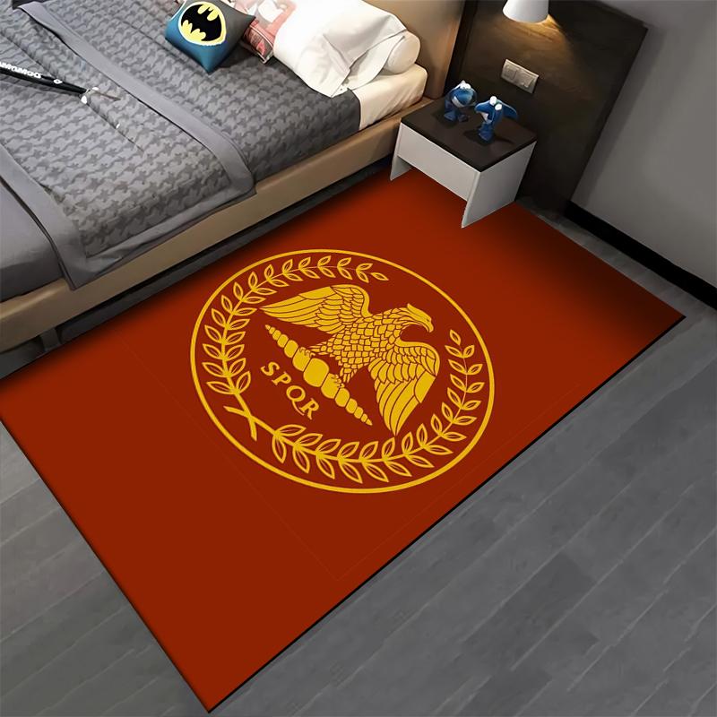 Tappeto con Simbolo Aquila Romana SPQR Rosso e Oro, Tappeto Arredo Casa Adatto per l'uso come antiscivolo per soggiorno camera da letto divani