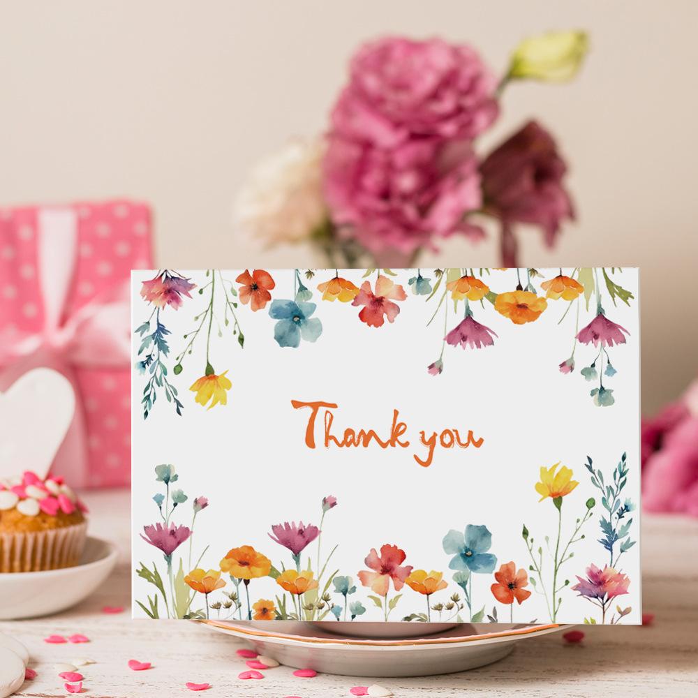 12Pcs Bohemian Wildflower Greeting Card with Envelope - Floral Thank You Card for Wedding, Birthday Party, Blank Note Card