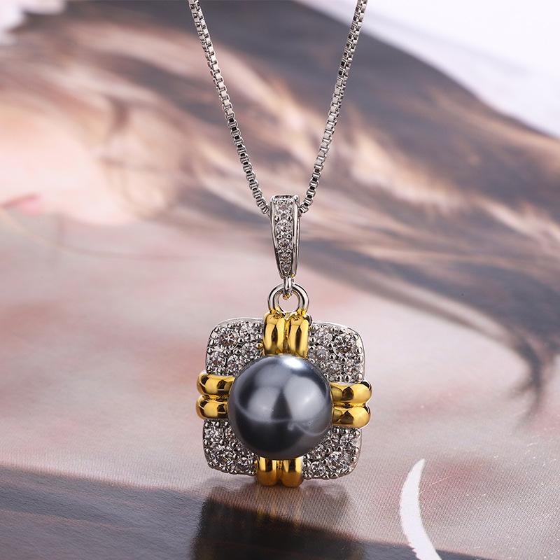 Mother of Pearl Fritillary Earrings Necklace Ring Set Women's Light Luxury Premium Sense Color Separation Electroplating Earrings