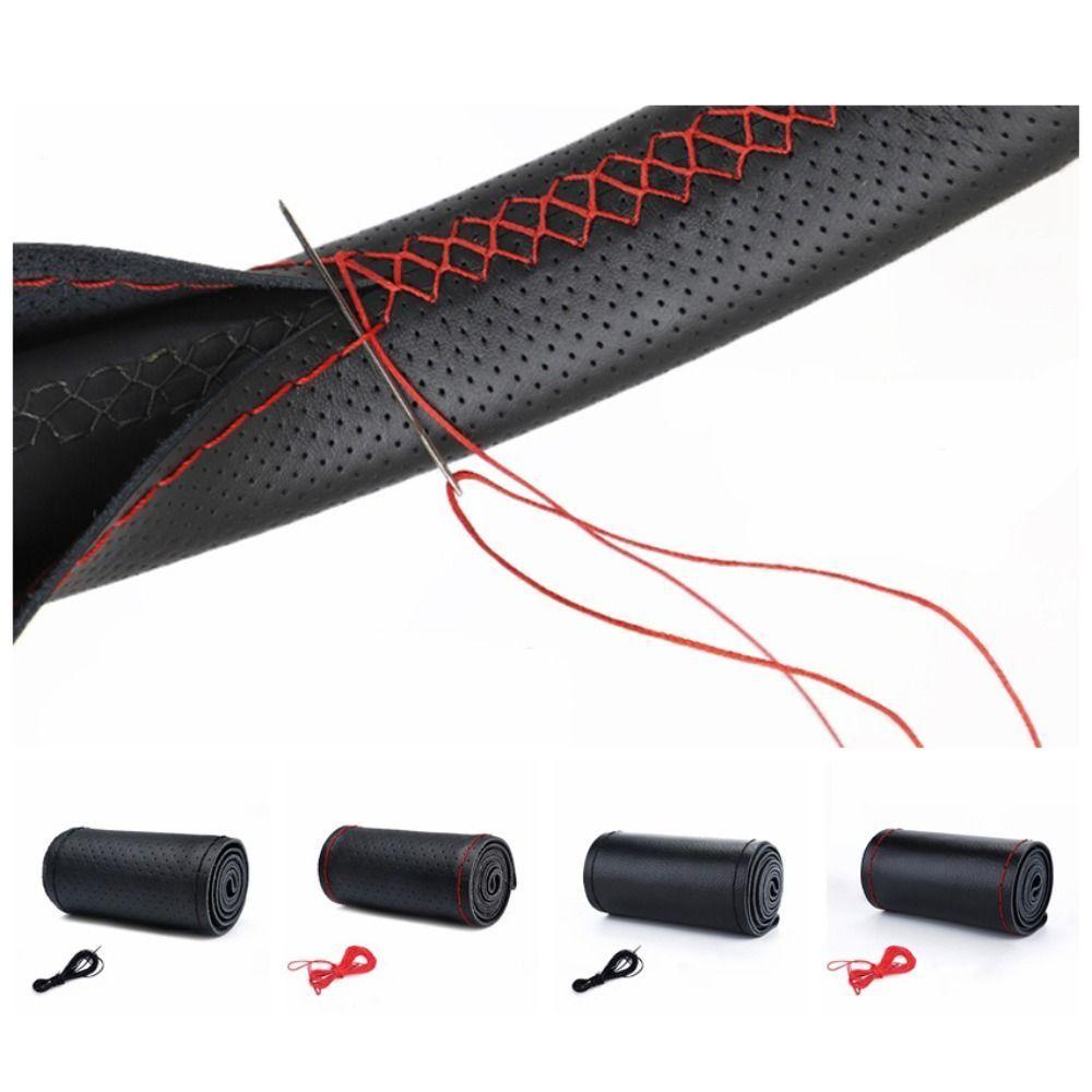 Microfiber Leather Auto Steering Wheel Protector Hand-Stitched Steering Wheel Cover Most Vehicles