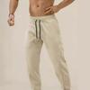 Men Pants Drawstring Elastic Waist Ankle-banded with Side Pocket Solid Color Jogging Training Fitness Long Trousers Casual Sport