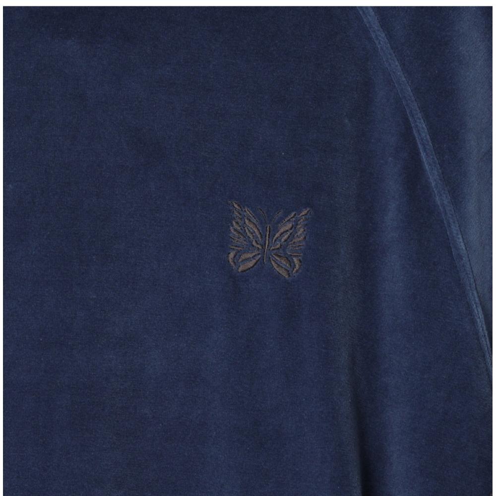Needles Ns252 B Smoke Blue Velour Track Hoodie For Men