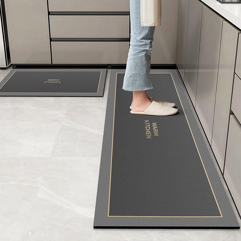 Kitchen Floor Mats Waterproof Oil-proof Wipeable Washable Mat Leather Non-slip Dirt-resistant Carpet Imitation Marble Long Rugs