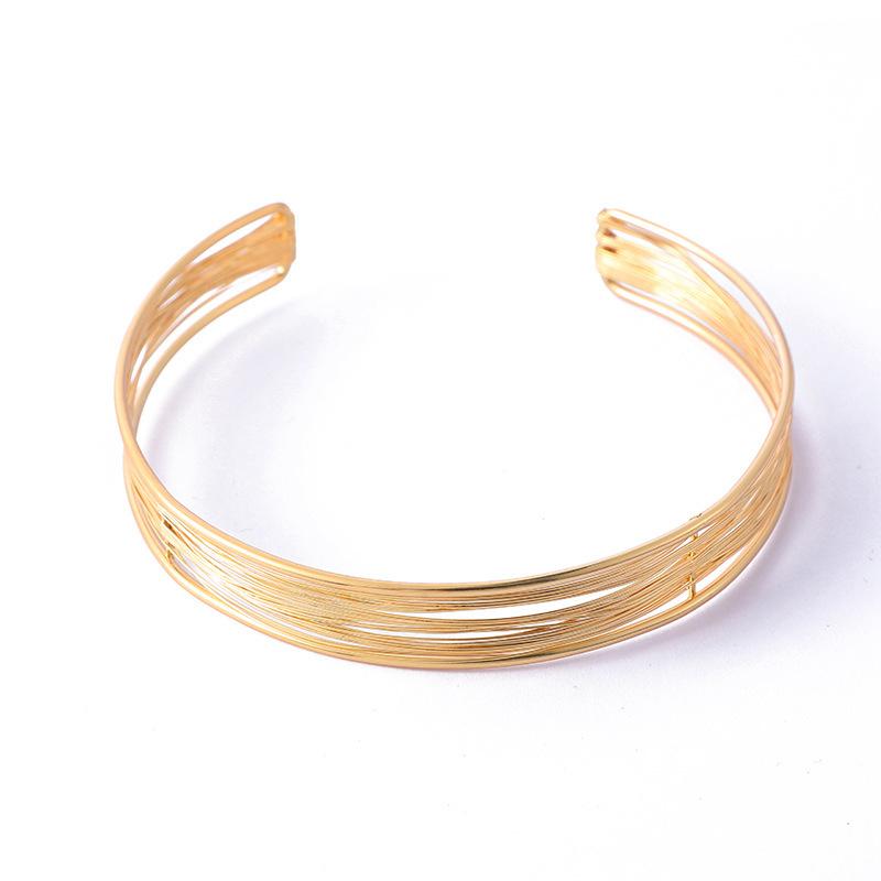 Wind Opening Bracelet Neck Ring High Sense Multi-Layer Metal Collar Arm Ring Geometric Hollow Jewelry