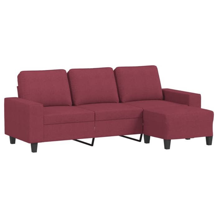 VidaXL Canapé à 3 places avec repose-pieds Rouge bordeaux 180 cm Tissu, canapé, canapé avec repose-pieds, canapé trois 3201157