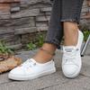 Minimalistische Damen-Low-Top-Sneaker - Runde Zehenpartie, Bequem, Lässige Outfits mit Weicher Sohle, Handwaschbare Low-Top-Sneaker für den täglichen Gebrauch
