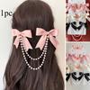 1PC Pearl Bow Hair Accessories - Hairpins, Hairpins and Chains, Suitable for Women, Thick or Thin Hair