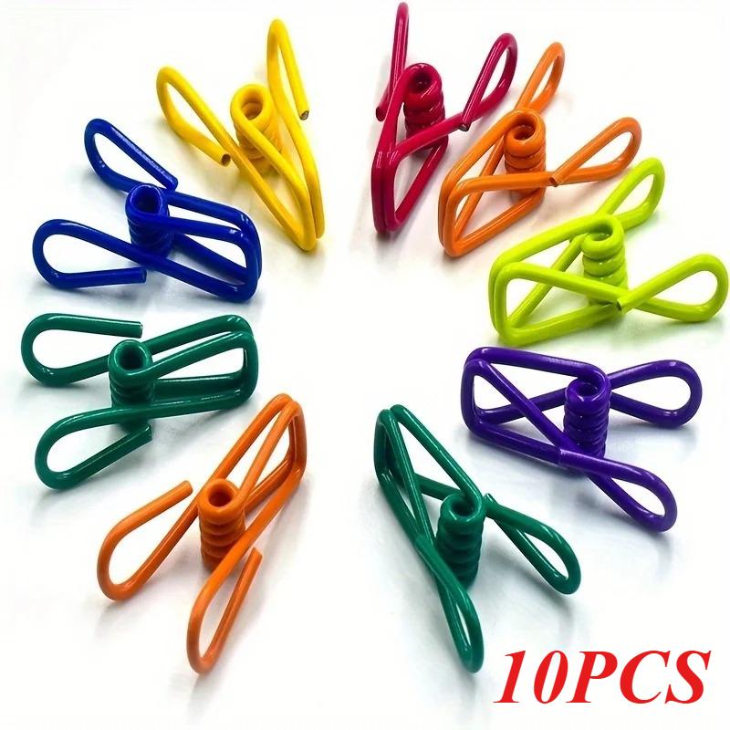 

10pcs Multi-Purpose PVC-Coated Steel Clips for Sealing Food Bags Chips Durable Kitchen & Dining Accessories Clip for Laundr