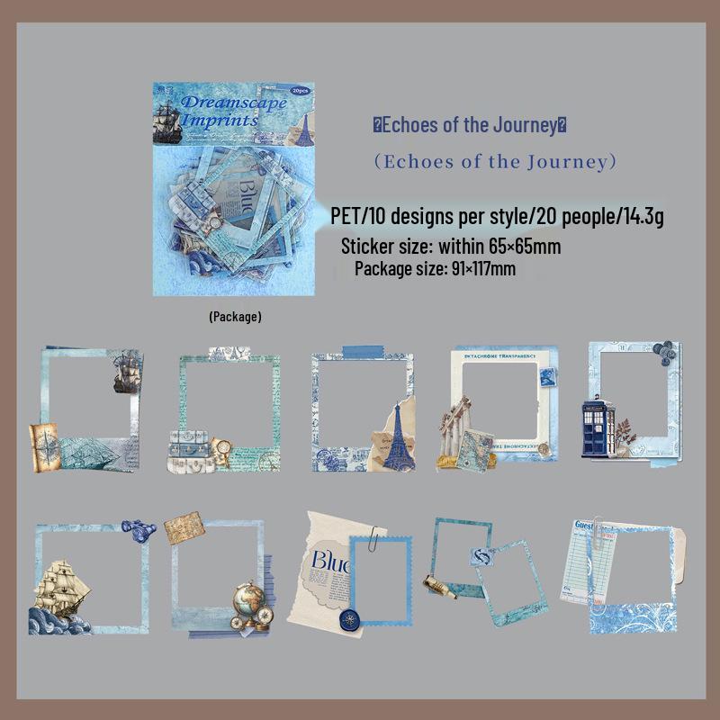 Yi Niao Retro PET Sticker Pack: 20 Decorative Sheets for Journals and Borders - Floating Life Imprint Series