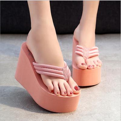2024 Women 11cm Slippers Wedge Heel Platform Flip-flops High Heels Beach Sandals Ladies Thick High Jelly Slides Ladies Summer Slipper