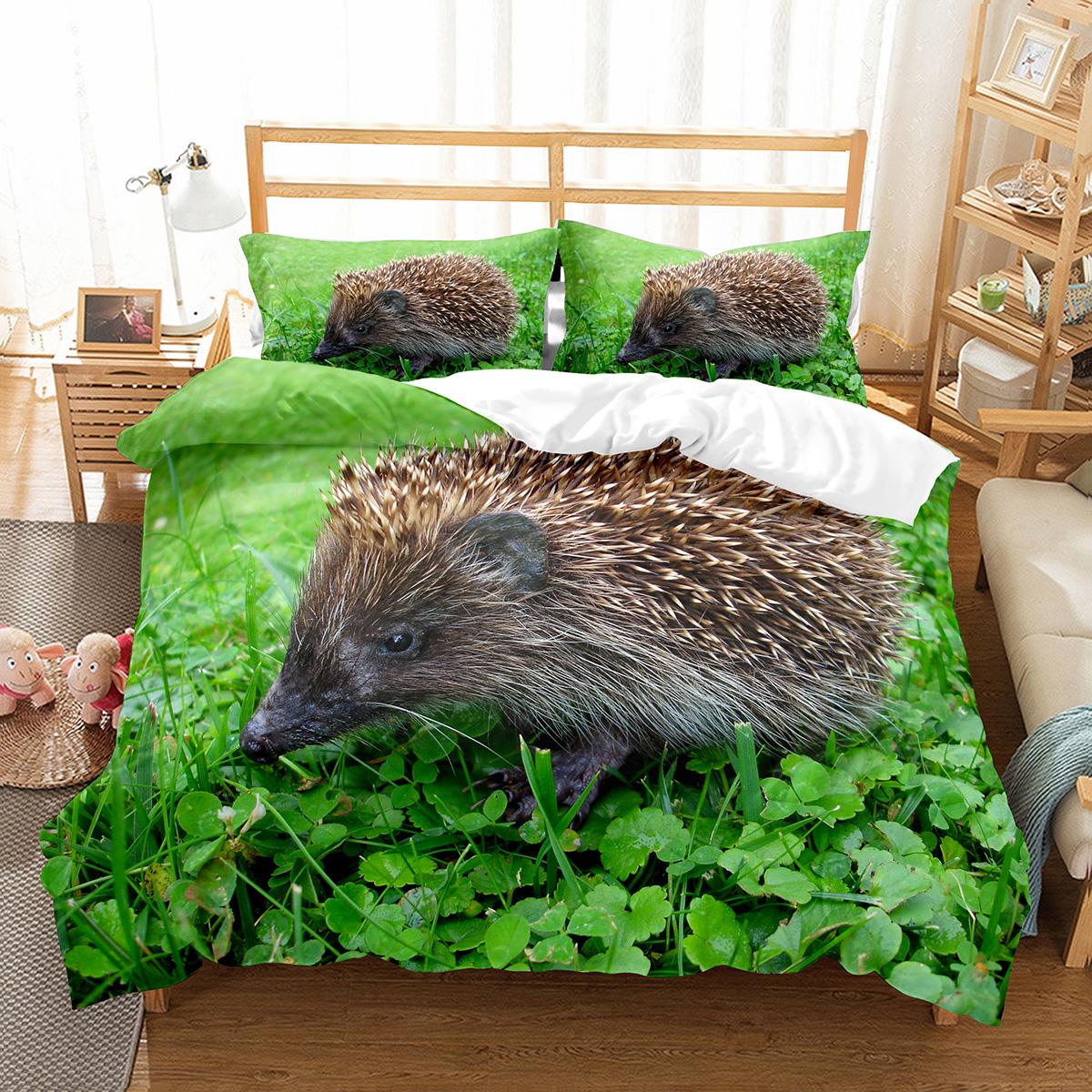 

Hedgehog Duvet Cover Set Cute Animal Polyester King Queen Size For Kid Boy Girl Bedding With Pillowcase EU single(135x200cm)
