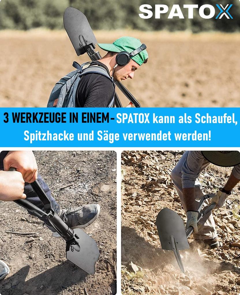 SPATOX Klappspaten Mini Klappschaufel Hacke Camping Schaufel Spaten Säge Outdoor