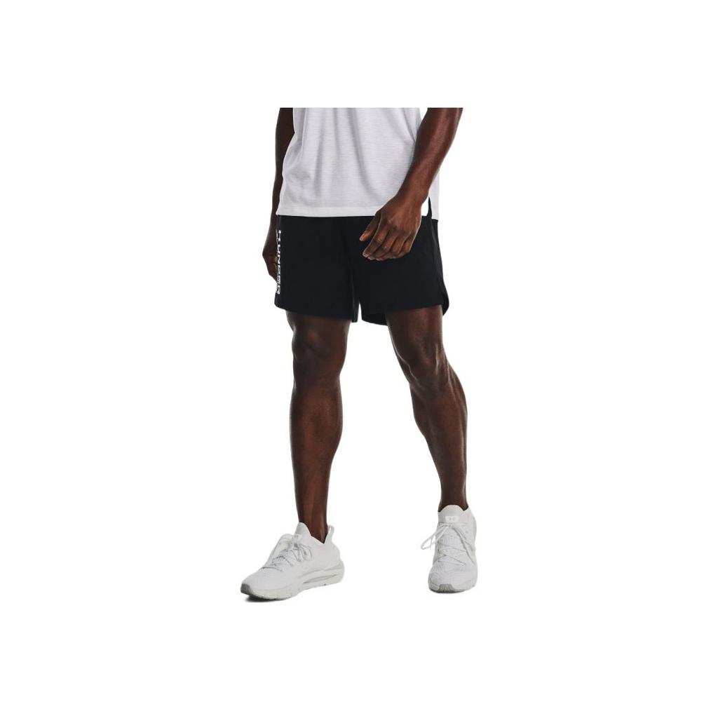 Under Armour Solid Color Logo Letter Print Straight Leg Sports Shorts Men shorts Black 1373414-001