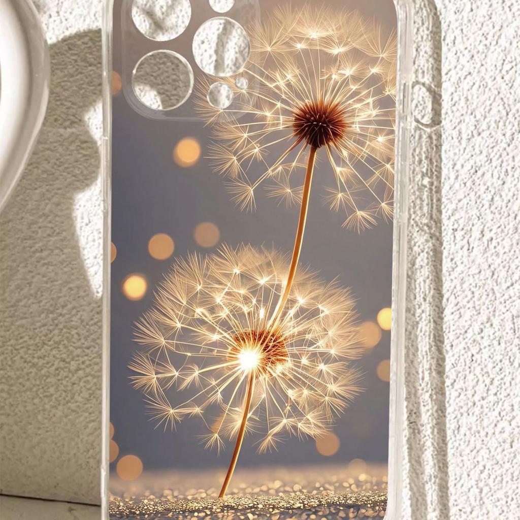 Dandelion Anti-Drop Transparent Case for iPhone 14/15/16/17 Pro Max Series