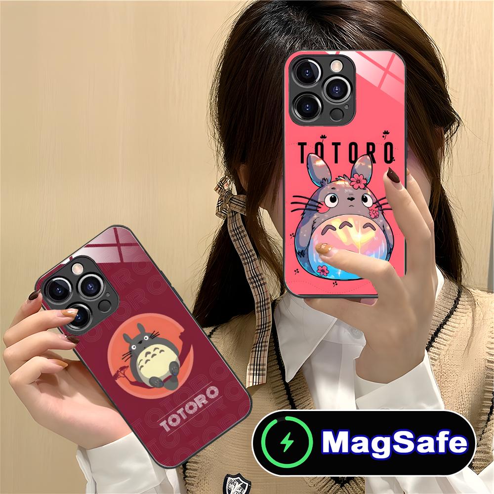 Anime Cute S-Totoros Phone Case for iPhone 16 15 14 13 12 11 Pro Max Plus Mini MagSafe Glass Colour Printing Pretty Smartphone