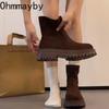 Vintage Platform Heel Women Ankle Boots Fashion Autumn Winter Slip On Short Booties  De Mujer