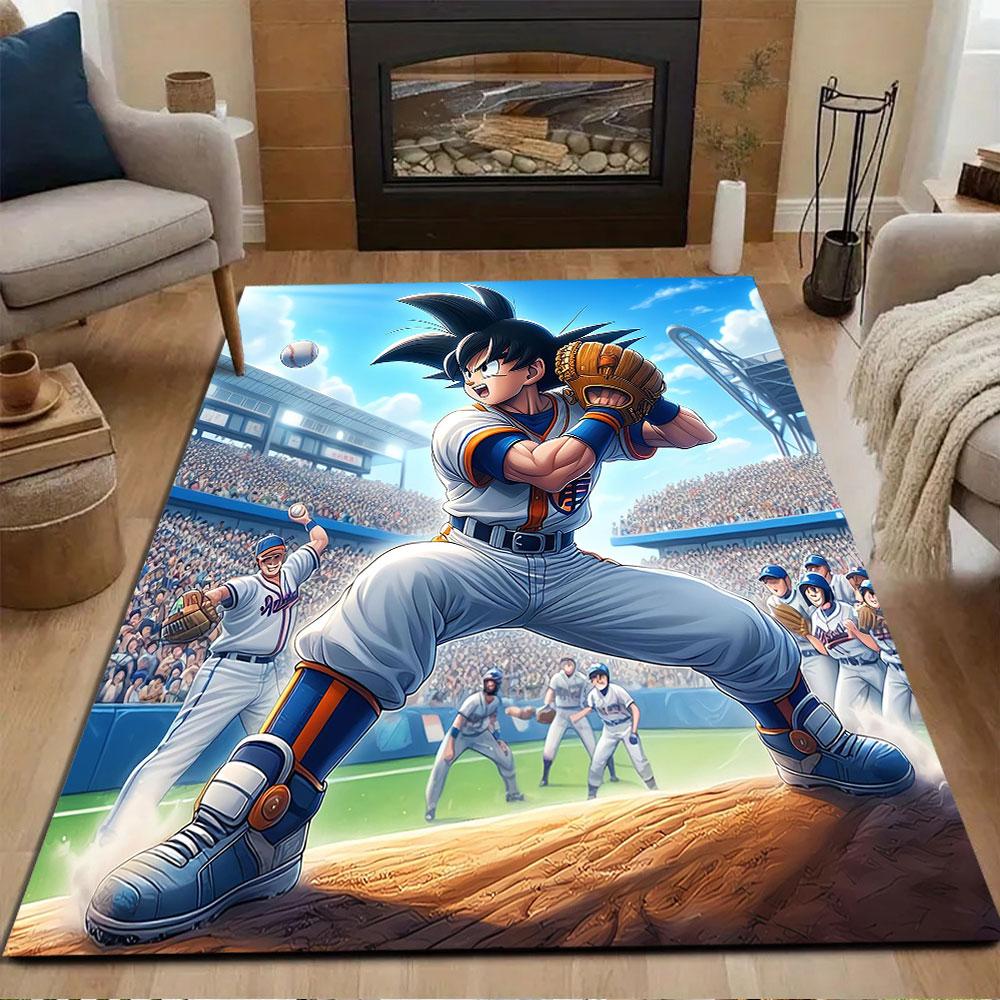 Anime Baseball Showdown Patterned Carpet, Non Slip Mat Suitable for Living Room and Bedroom Sofas
