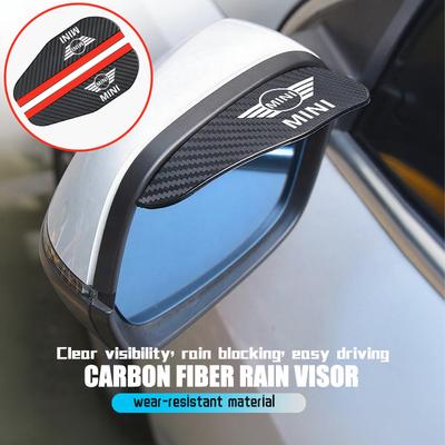 2pcs Car Rearview Mirror Rain Eyebrow Stickers Cover Protector For MINI R55 R56 F55 F56 Cooper One JCW Clubman Countryman