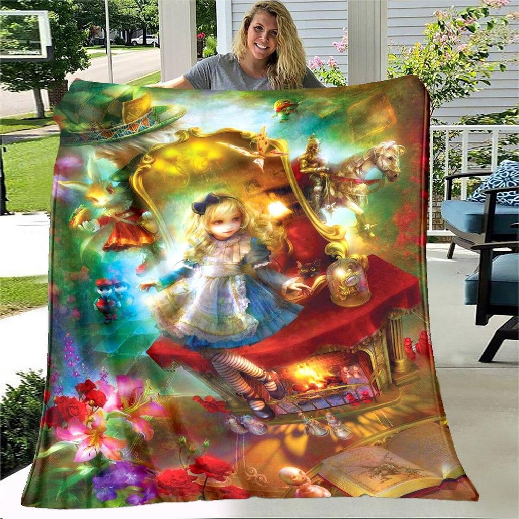 Alice Blanket Alice In Wonderland Blanket Flannel Blanket Bedding Throw Soft Cartoon Bedspread Sofa Blanket Kids Blanket Gift
