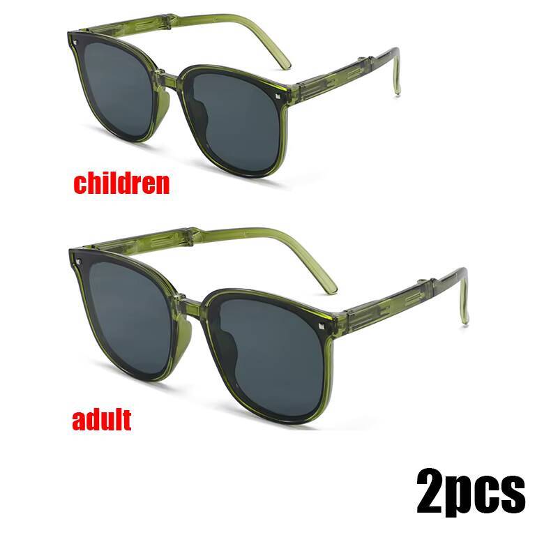 2026 Sunglasses Folding Sunglasses Anti Parent child foldable glasses set Sunglasses Fashion  Kids Sunglasses Children s зелёный