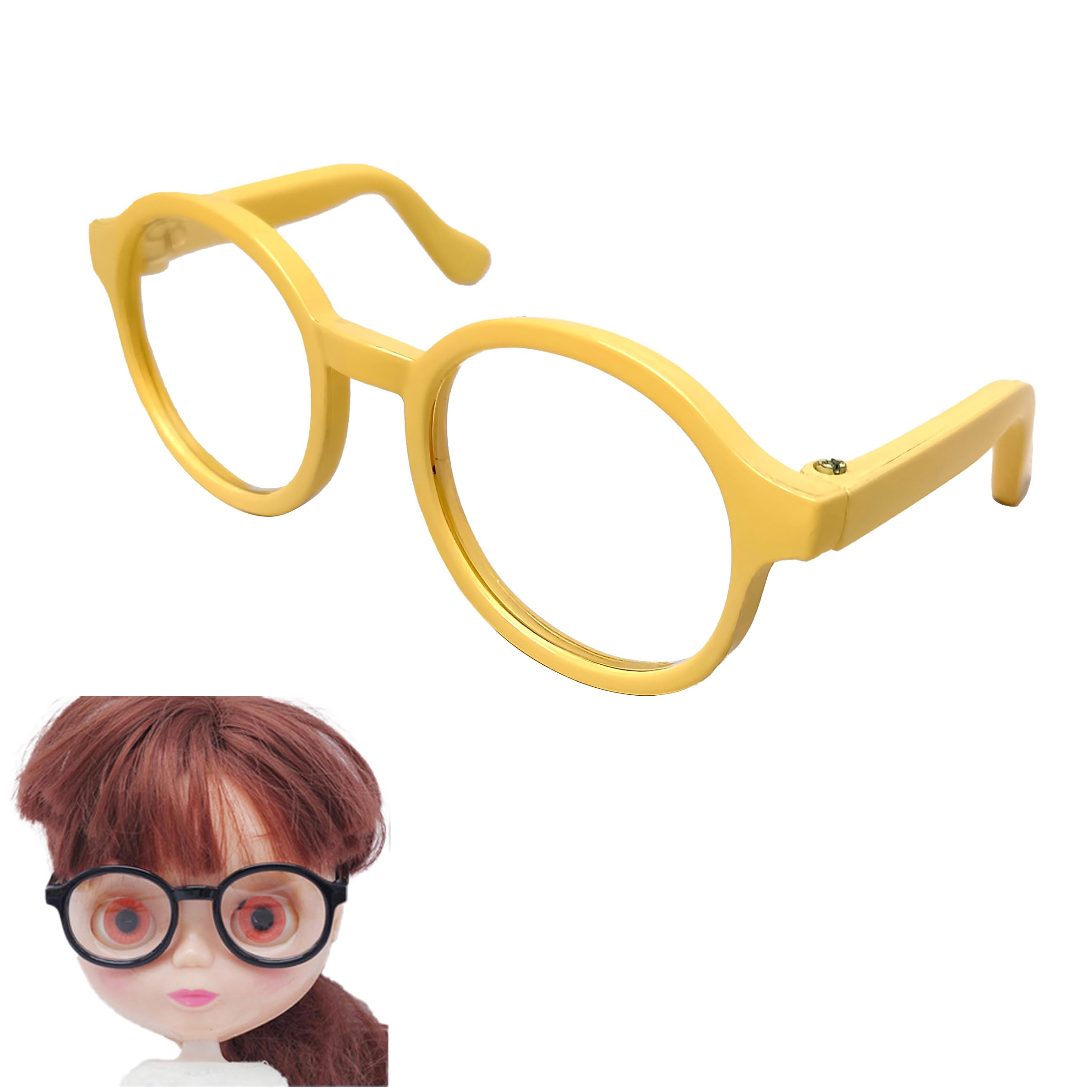 

DOYOUCOTO 9cm Plush Glasses with Lenses, Round Glasses, Mini Sunglasses, Doll Parts, Small Stuffed Animals, Pet Figures, Handmade Materials, Macaron
