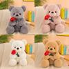 Plush Teddy Bear Toy With Rose Design For Birthday Gift For Teens And Adults