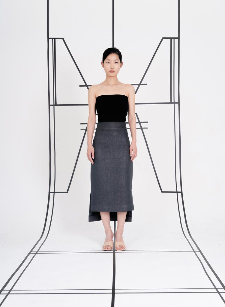 Gomok Straight Skirt (Navy)
