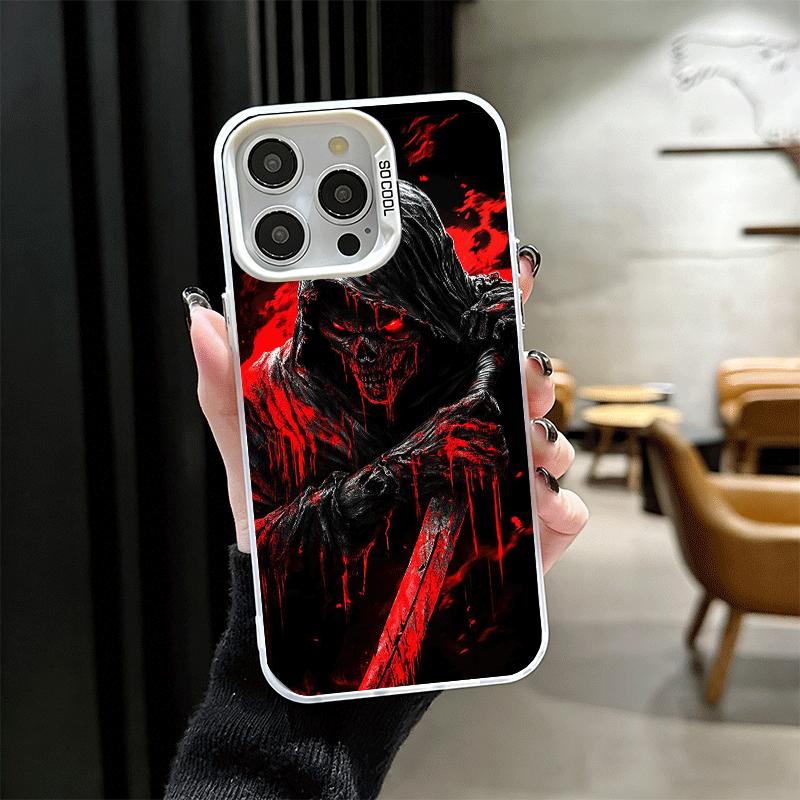 Tod Sensenmann Schädel Sense Weiche Handyhülle für iPhone 15 16 17 Pro Max 17Air 16E 14 Plus 13 12 Mini Stoßfeste Hülle Rückseite Sh