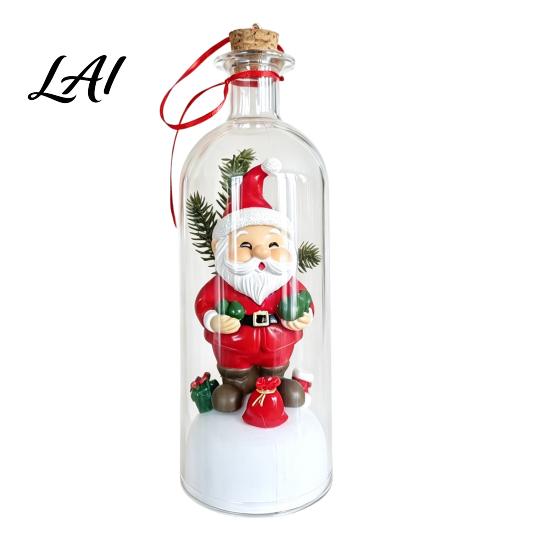 Glass Snow Decoration Recordable Christmas Message in A Bottle Voice Recording Holiday Keepsake with Exchange Gift Ideas Playback Cork Snowy