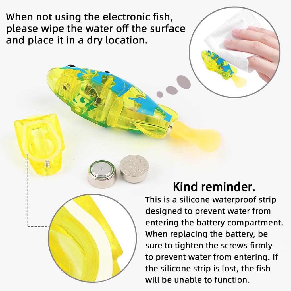 Interactive Robot Fish Toys For Cat/Dog,Activated Swimming In Water With Led Light,Swimming Bath Plastic Fish Toy Gift