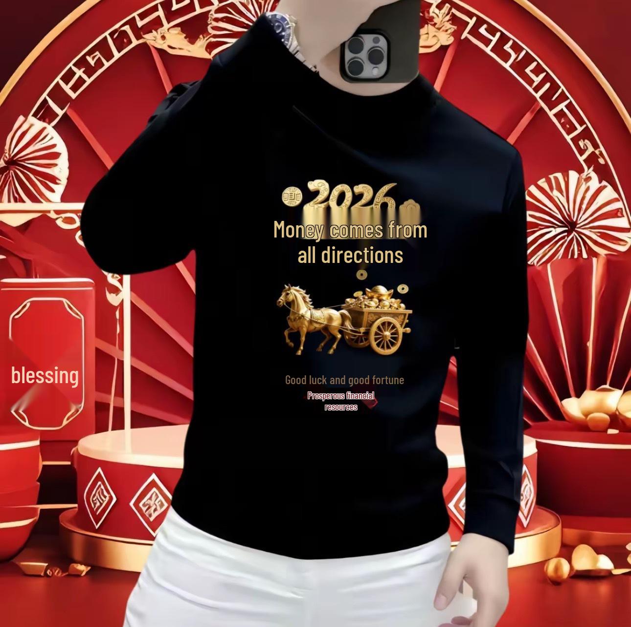 

Men s Trendy Fleece-Lined Long-Sleeve Heavyweight Round Neck Top for Autumn/Winter XXL