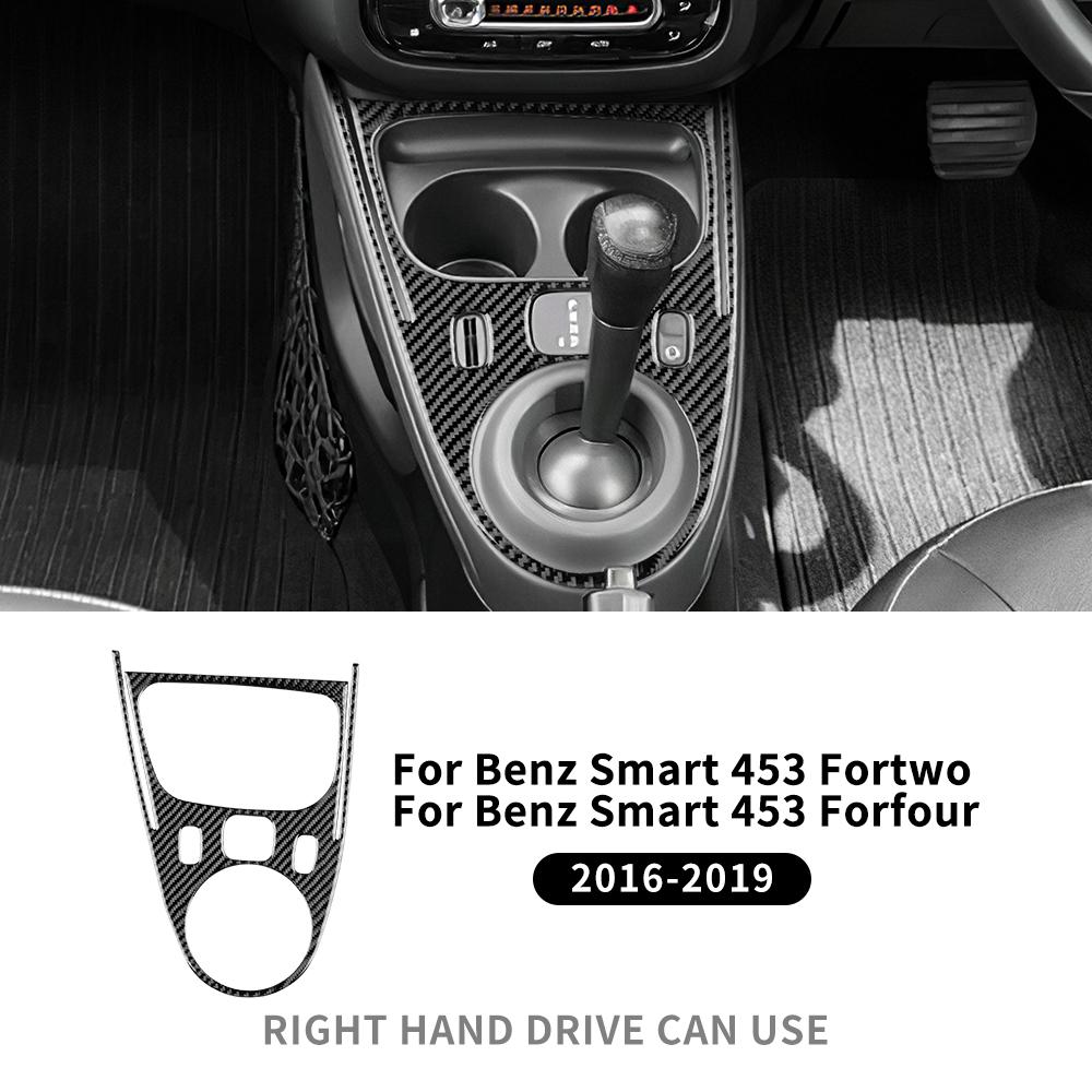 Real Soft Carbon Fiber for Mercedes Benz Smart 453 Fortwo/forfour 2016 2017 2018 2019 Car Gear Shift Panel Frame Trim Sticker