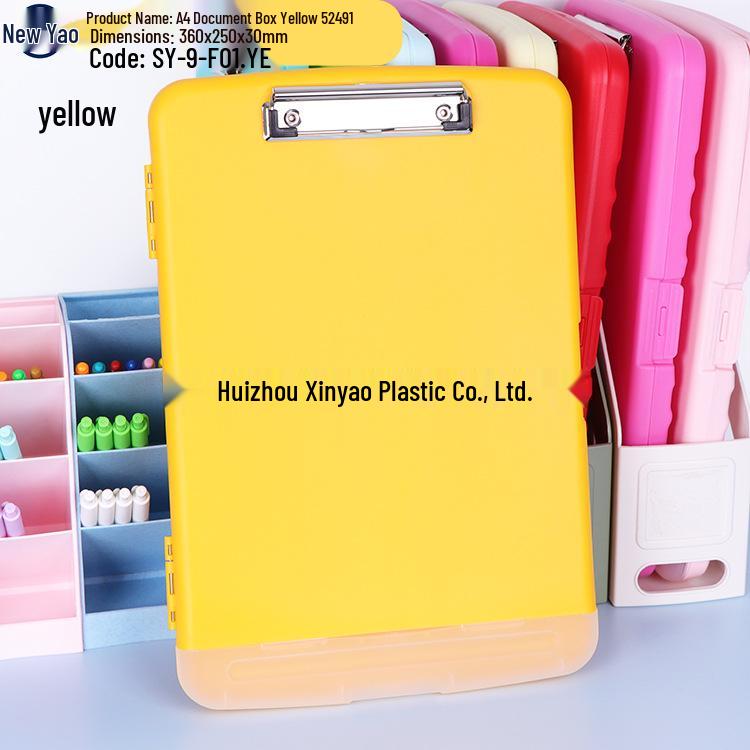 Large Capacity A4 File Box with Pen Slot & Clipboard for A5 Paper Storage