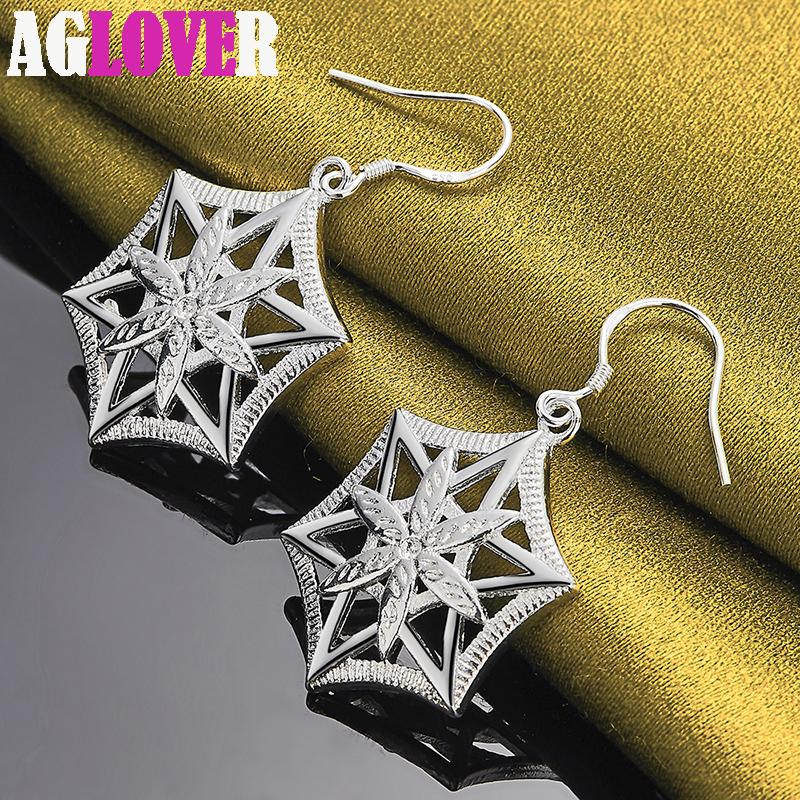 925 Sterling Silver Star Geometrisk Drop Earring smykker