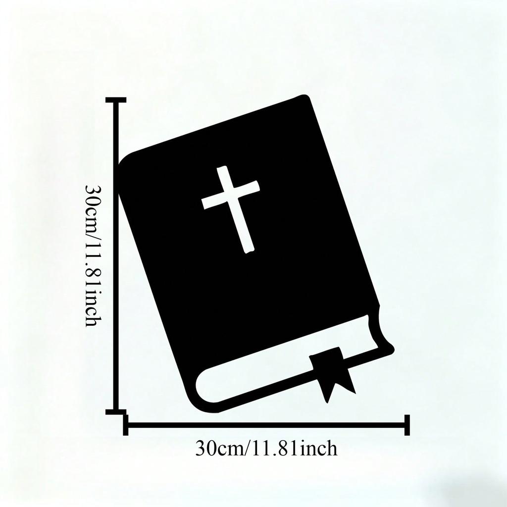 1pc Metal Bible & Cross Wall Art, Rust-Resistant Scripture Statue for Church & Home Decor
