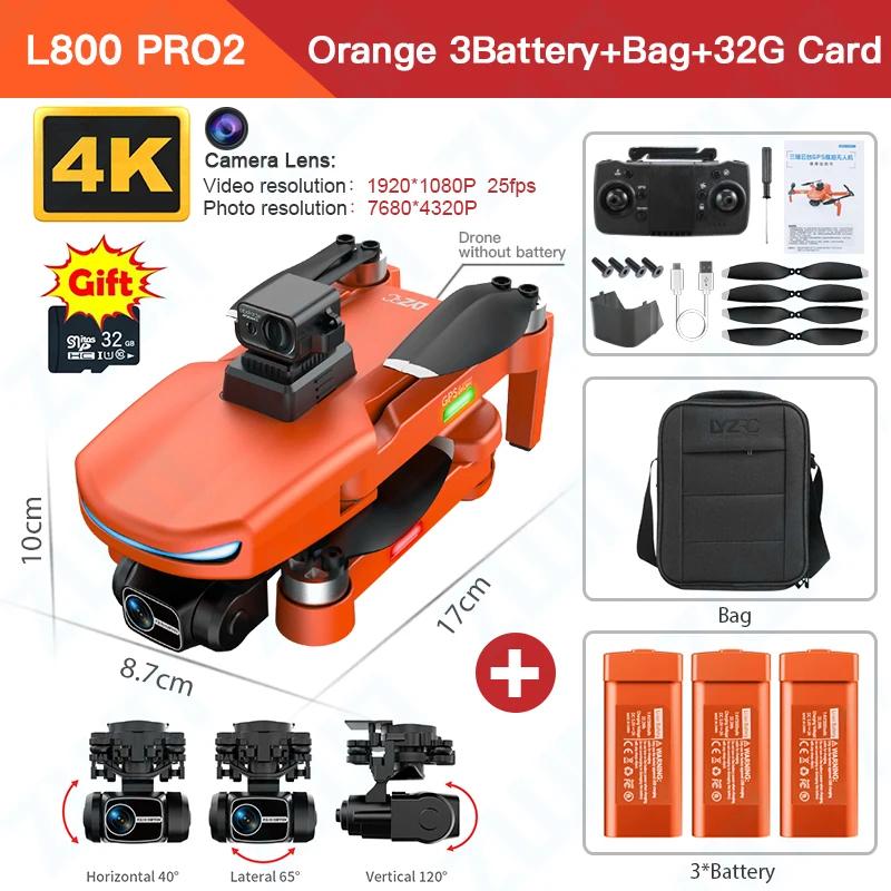 L800 PRO 2 Professional Drone 4K HD Camera GPS 5G WIFI Three-axis Anti-shake Gimbal Brushless Motor Obstacle Avoidance Drone Toy Gift