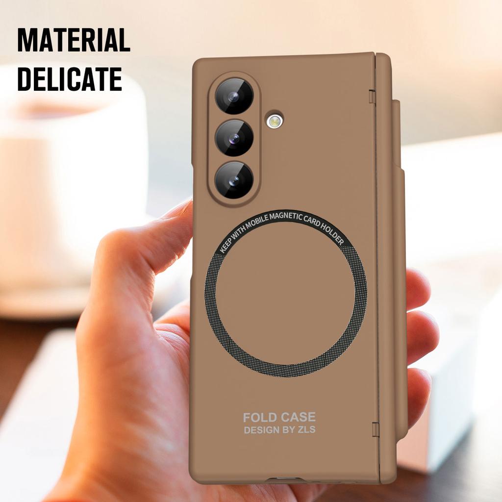 Magnetic Matte PC Hinge Protection Full Body Hard Pen Slot Case & Pen for Samsung Galaxy Z Fold8 Ultra 7 6 5 With Tempered Glass