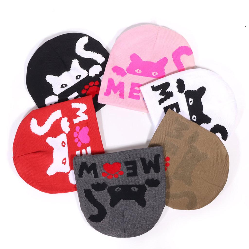 Cat Animal Pattern Knit Cap For Outdoor Activities In Autumn And Winter Fashion