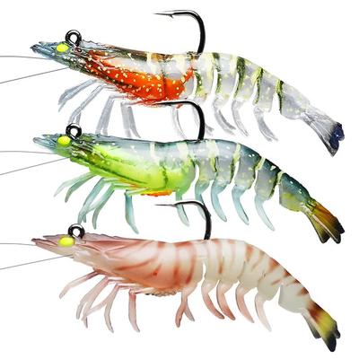 TRUSCEND Lure Squid Jig Fishing Tackle TPE 1:50 Super Durable Freshwater/Saltwater Realistic Shrimp Crawfish Swim Bait Trout Blue Runner,